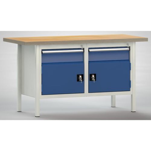 Banco da lavoro in faggio - WS177N-1500M40-E1650 - KLW LUTZ - per officina / 2 cassetti / con armadietto
