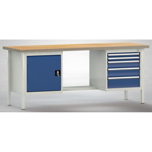 Banco da lavoro in faggio - WS202N-2000M40-E2003 - KLW LUTZ - per officina / 5 cassetti / a porta