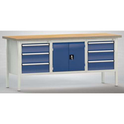 Banco da lavoro in faggio - WS239E-2000M40-E7025 - KLW LUTZ - a cassetti / ergonomico / interamente saldato