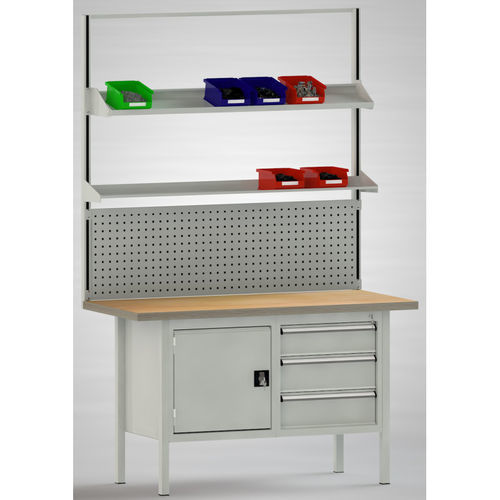 Banco da lavoro in acciaio - AB01C-1500-OF01 - KLW LUTZ - per assemblaggio / smontabile / con ripiani