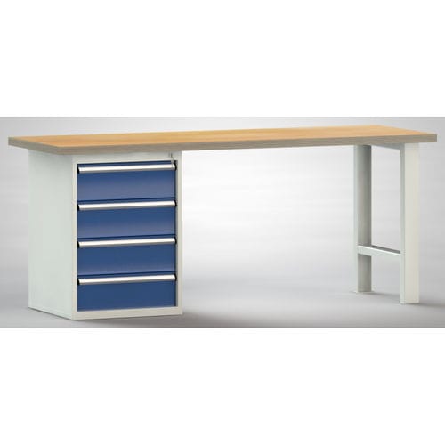 Banco da lavoro in acciaio - WS515N-2000M40-E0804 - KLW LUTZ - per assemblaggio / per officina / a cassetti