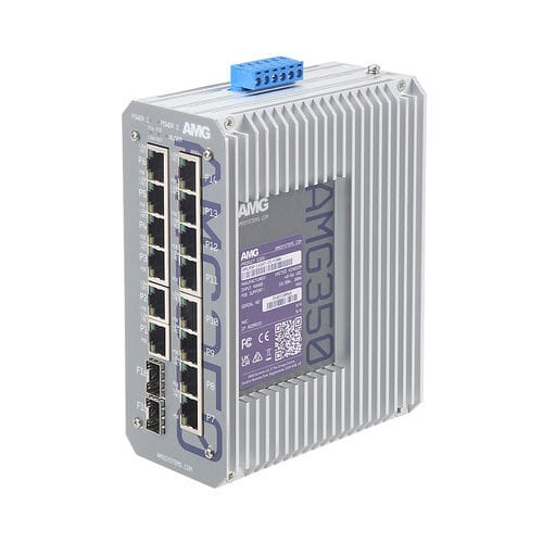 Switch Ethernet non gestibile - AMG350-14GAT-2S-P300 - AMG Systems - 5 porte / su guida DIN / guida DIN