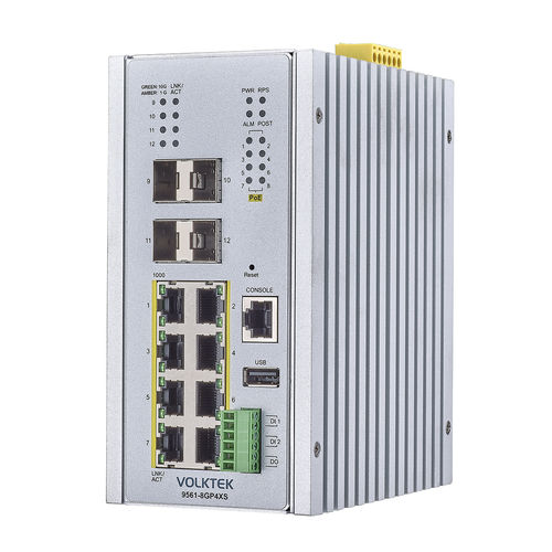 Switch Ethernet gestibile - 9561-8GP4XS-TSN - Volktek - 8+4 porte / Ethernet gigabit / in fibra ottica