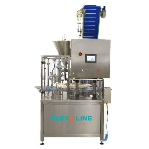 Riempitrice-opercolatrice automatico - Flex Line - per bicchieri / per barattoli e vasetti / per vasetti