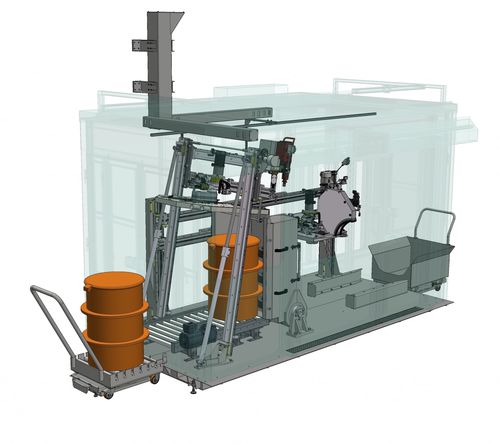 Macchina per smontaggio attrezzi bidone di rifiuti radioattivi - BRAUN Rückbautechnologien GmbH