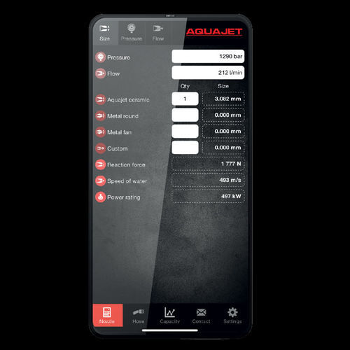 Applicazione mobile di calcolo - Aquajet Systems AB - di scorrimento dei fluidi / per pompa / automatizzata