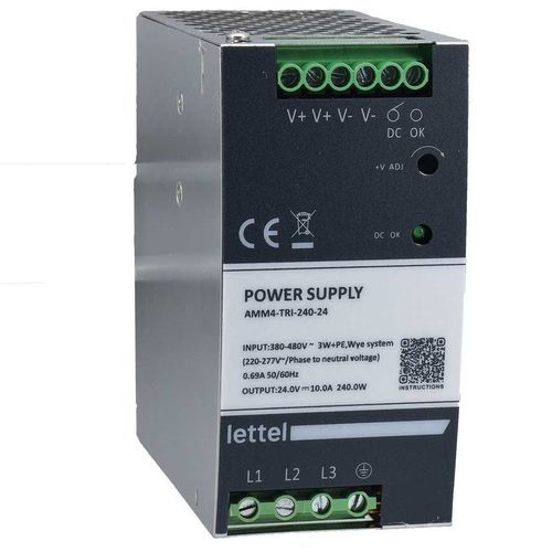 Alimentatore elettrico su guida DIN - AMM4-TRI series - Lettel - AC/DC / stabilizzato / a multiple uscite