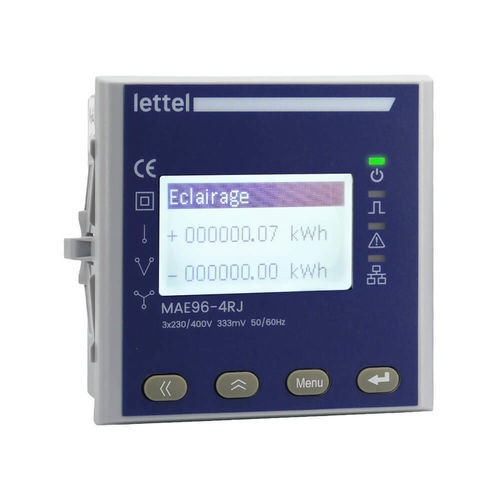 Contatore di energia elettrica trifase - MAE96-4RJ - Lettel - monofase / da montare su pannello / multifunzione
