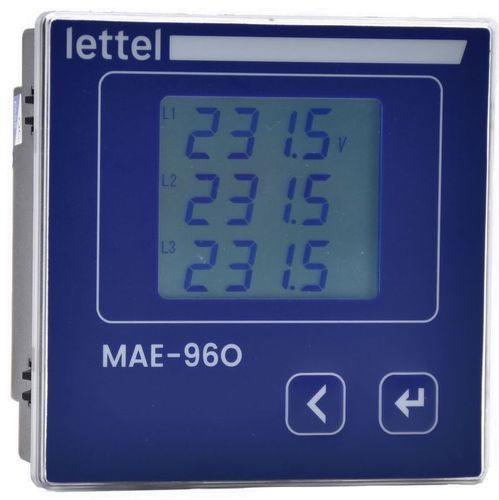 Voltmetro LCD - MAE-96O - Lettel - montato su pannello / monofase / compatto
