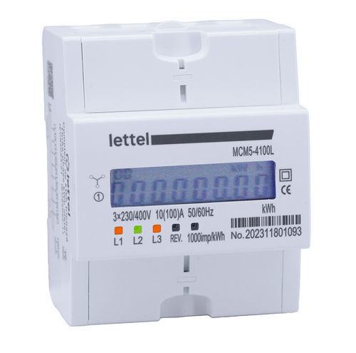 Contatore di energia elettrica trifase - MCM5-4100L - Lettel - su guida DIN / uscita ad impulsi / digitale
