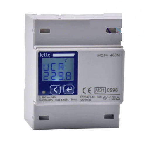 Contatore di energia elettrica trifase - MCT4-463M - Lettel - su guida DIN / Modbus / uscita ad impulsi