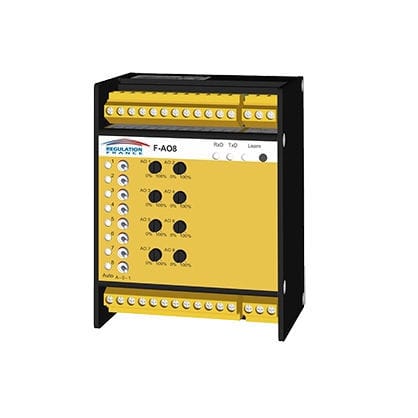 PLC su guida DIN - F-AO8 - Regulation France - uscite analogiche / su rete Ethernet / in tempo reale