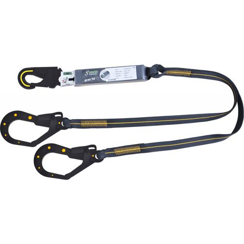 Cordino con assorbitore di energia con cinghia - FA3040515 - Kratos safety - doppio / regolabile / EN 355