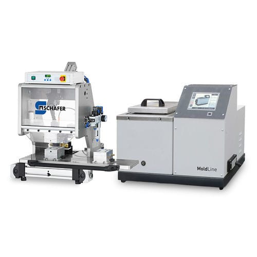 Macchina di stampaggio per applicazione di colla a caldo - MoldLine 850 BASIC - Schäfer Group - per fili / automatica / con modanature