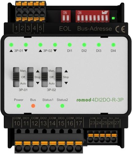 Modulo I/O digitale - romod 4DI2DO-R-3P - Romutec Steuer- u. Regelsysteme GmbH - Modbus / RS-485 / Modbus RTU