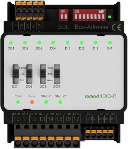 Modulo I/O digitale - romod 4DIO-R - Romutec Steuer- u. Regelsysteme GmbH - RS-485 / serie / Modbus RTU