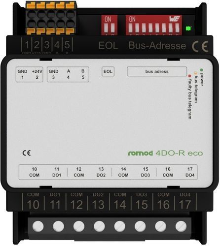Modulo di uscita digitale - romod 4DO-R eco - Romutec Steuer- u. Regelsysteme GmbH - Modbus RTU / RS485 / a 4 O