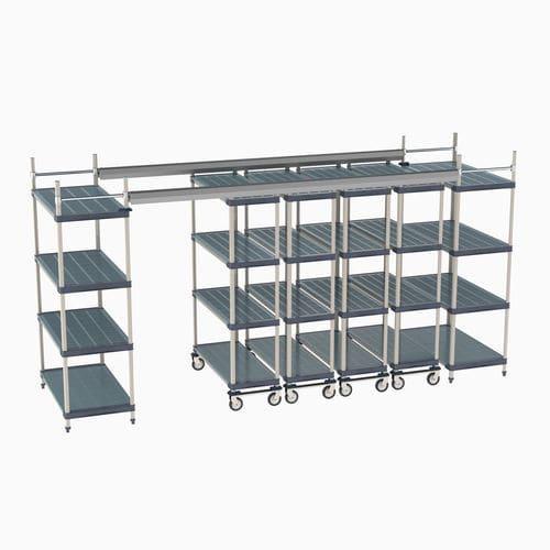 Scaffalatura per magazzino di stoccaggio - Top-Track - METRO - con ripiani / dinamica / mobile