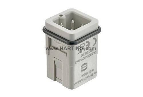 Connettore per rete di alimentazione - Han 3A - HARTING - maschio / a pressione / di messa a terra