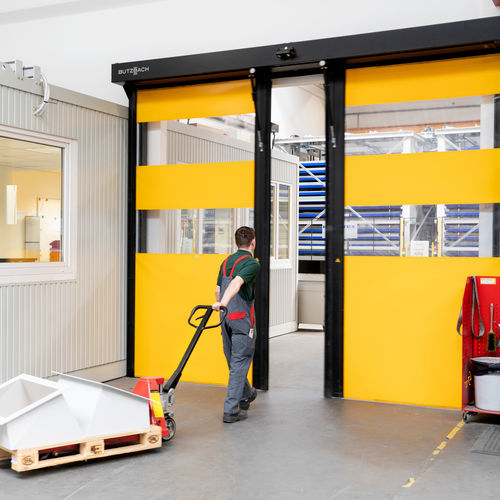 Porta a lame multiple - ECOSPRINT&reg; - Butzbach GmbH Industrietore - ad avvolgimento orizzontale / pedonale / in acciaio inossidabile