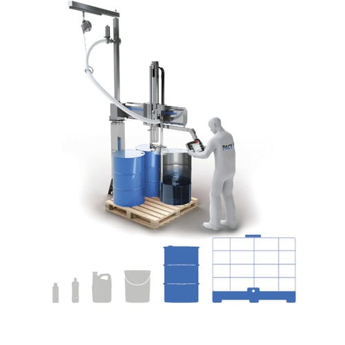 Riempitrice semiautomatica - FLEXEO-P - PACK'R - multicontenitore / per fusti su pallet / IBC