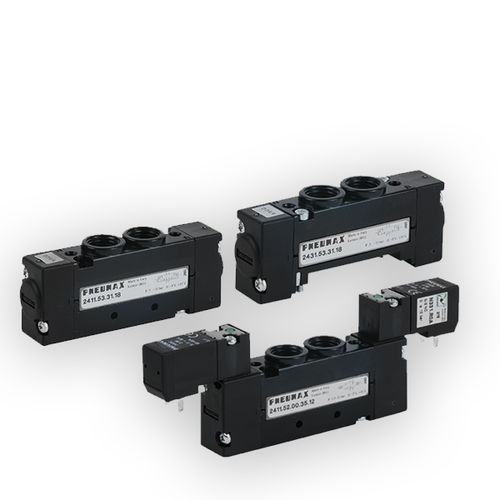 Distributore pneumatico a cassetto - 24 series - PNEUMAX - azionato tramite solenoide / a 5 vie / in alluminio