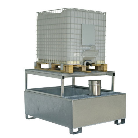 Vasca di ritenzione per contenitore IBC - TCB 1 - Saebu Morsbach GmbH - in metallo / con griglia zincata