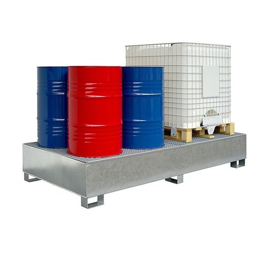 Vasca di ritenzione per contenitore IBC - TC 3 - Saebu Morsbach GmbH - 4 fusti / in metallo / con griglia zincata