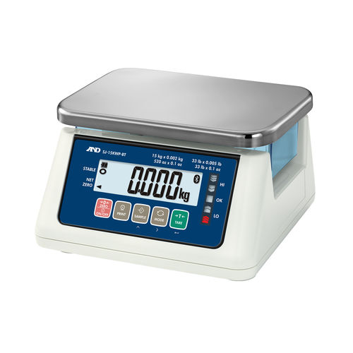 Bilancia con display LCD - SJ-WP-BT series - A&D COMPANY, LIMITED - IP67 / a tenuta stagna / benchtop