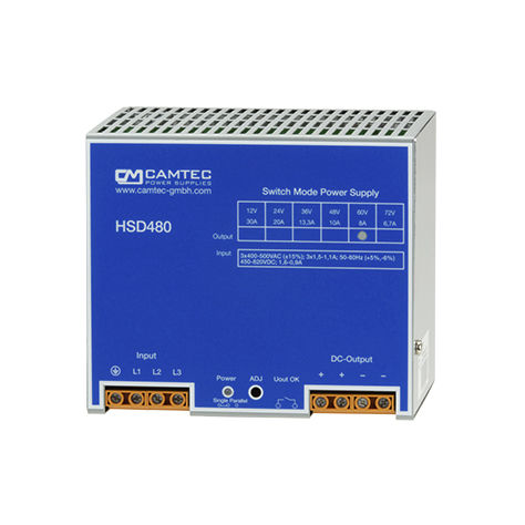 Alimentatore elettrico su guida DIN - HSD04801 - Camtec Power Supplies GmbH - AC/DC / a commutazione / trifase