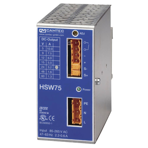 Alimentatore elettrico su guida DIN - HSW00751 - Camtec Power Supplies GmbH - AC/DC / a commutazione / monofase