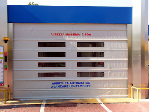Porta ad avvolgimento - ROLL WASH - B.M.P. srl - per stazione di lavaggio / industriale / rapida