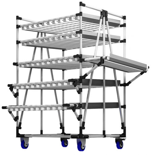 Scaffalatura per magazzino di stoccaggio - Scaglia Indeva - con ripiani / mobile / per carichi pesanti