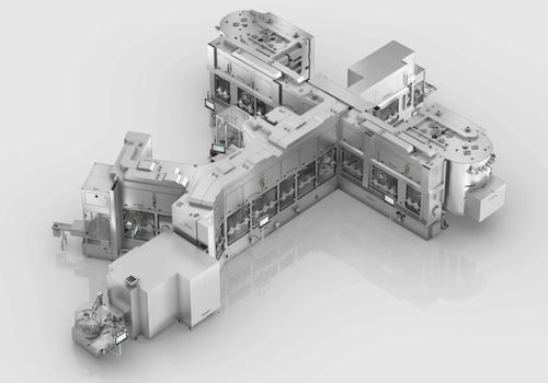 Linea di riempimento interamente automatica - MultiUse - OPTIMA packaging group GmbH - per barattoli e vasetti / per fiale / per liquidi