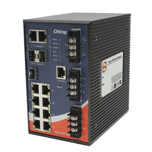Switch Ethernet gestibile - IES-P3073GC series - Oring Industrial Networking Corp. - 10 porte / gigabit / su guida DIN