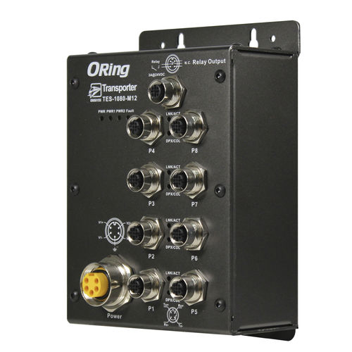 Switch Ethernet gestibile - TES-3080-M12-BP2  - Oring Industrial Networking Corp. - 8 porte / 10/100BaseT(X) / a parete