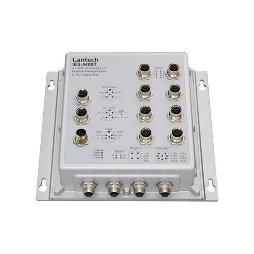 Switch Ethernet gestibile - IES-5408T series - Lantech Communications Europe GmbH - 12 porte / gigabit / su guida DIN