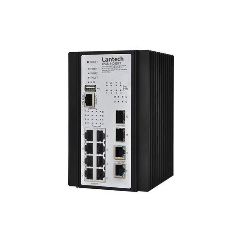 Switch Ethernet gestibile - IPGS-5408DFT-PT series - Lantech Communications Europe GmbH - 12 porte / gigabit / su guida DIN
