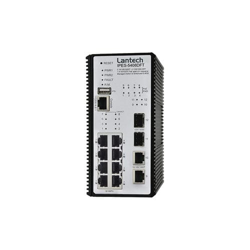 Switch Ethernet gestibile - IPES-5408DFT-PT series - Lantech Communications Europe GmbH - 12 porte / gigabit / su guida DIN