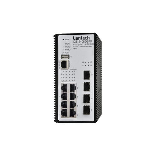 Switch Ethernet gestibile - IGS-5408DSFP series - Lantech Communications Europe GmbH - 12 porte / gigabit / su guida DIN
