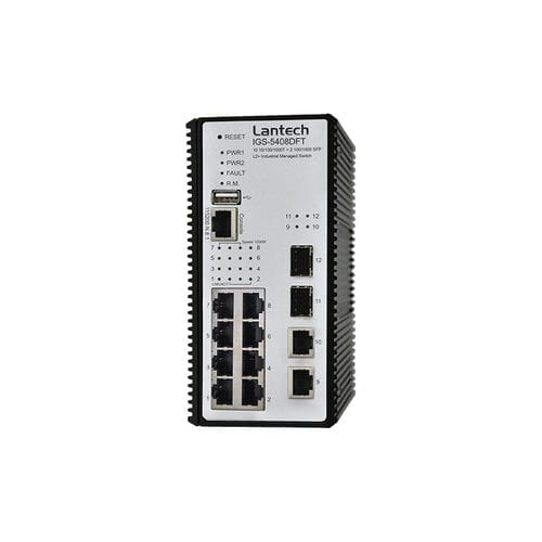Switch Ethernet gestibile - IGS-5408DFT series - Lantech Communications Europe GmbH - 12 porte / gigabit / su guida DIN