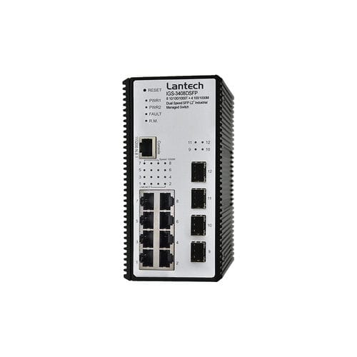 Switch Ethernet gestibile - IGS-3408DSFP series - Lantech Communications Europe GmbH - 12 porte / su guida DIN / a parete