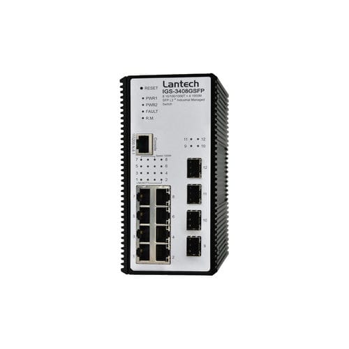 Switch Ethernet gestibile - IGS-3208GSFP series - Lantech Communications Europe GmbH - 10 porte / su guida DIN / a parete