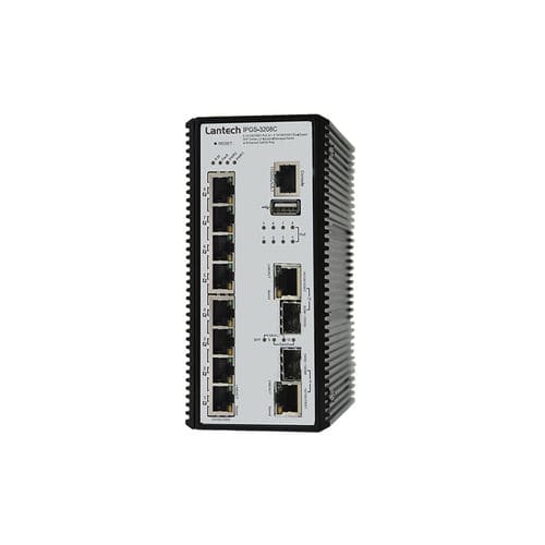 Switch Ethernet gestibile - IPGS-3208C series - Lantech Communications Europe GmbH - 10 porte / gigabit / su guida DIN