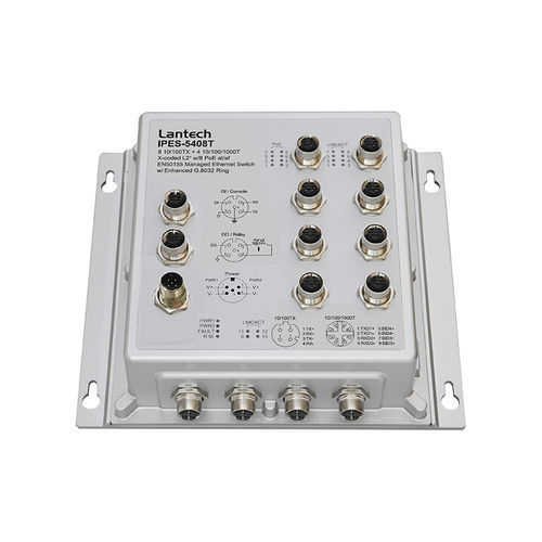 Switch Ethernet gestibile - I(P)ES-5408T - Lantech Communications Europe GmbH - 12 porte / PoE / EN50155