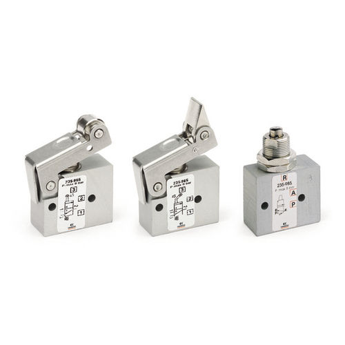 Distributore pneumatico in miniatura - 2 series - CAMOZZI AUTOMATION - a valvola / con comando meccanico / a 3/2 vie