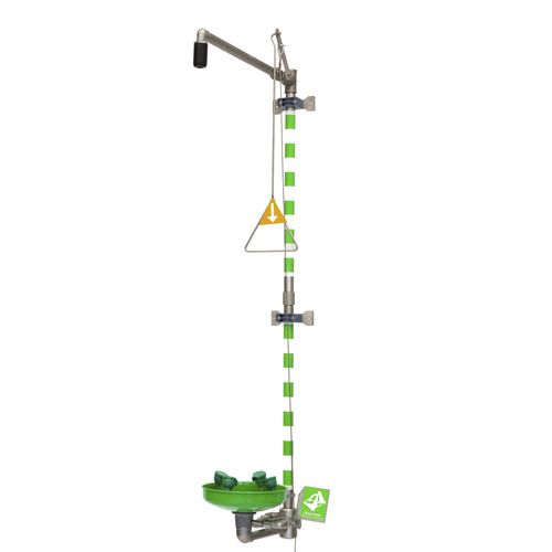 Doccia di sicurezza da parete - 797 6171 - GIA Premix AB - con lavaocchi/lavafaccia / in plastica / in acciaio inossidabile