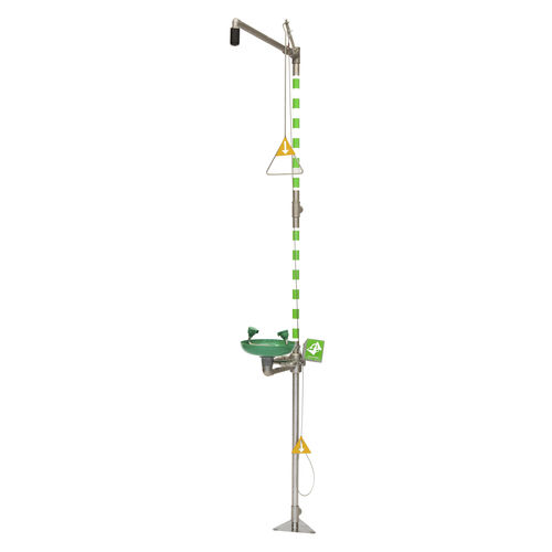 Doccia di sicurezza da terra - 797 6174 - GIA Premix AB - con lavaocchi/lavafaccia / in plastica / in acciaio inossidabile