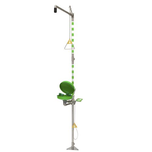 Doccia di sicurezza da terra - 797 6168 - GIA Premix AB - con lavaocchi/lavafaccia / in plastica / in acciaio inossidabile