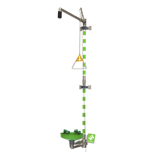 Doccia di sicurezza da parete - 797 6170 - GIA Premix AB - con lavaocchi/lavafaccia / in plastica / in acciaio inossidabile